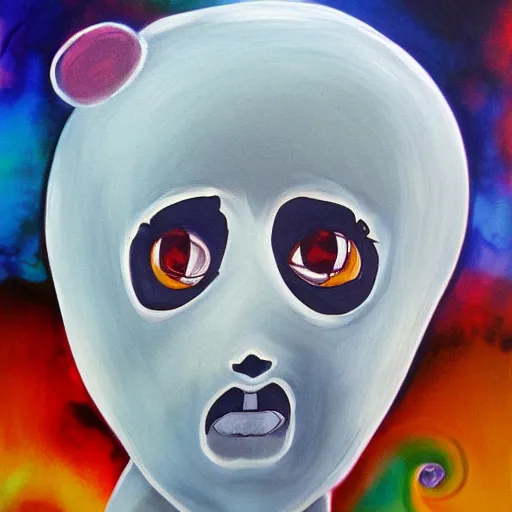 Image similar to ghost boy, acrylic painting