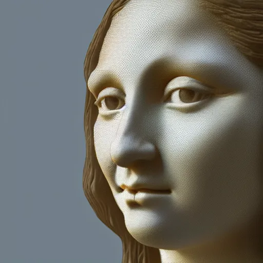 Image similar to a 3d statue of the mona Lisa, hyprrealistic+ octane render+ 4k + 8k.