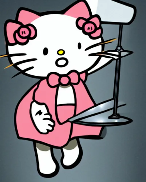 Image similar to anime judge hello kitty holding a gavel, angry eyebrows