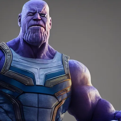 Image similar to Joe Biden cast as Thanos, still from marvel movie, hyperrealistic, 8k, Octane Render,