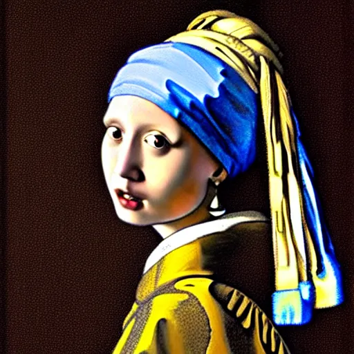 Image similar to a rabbit posing as girl with the pearl earring