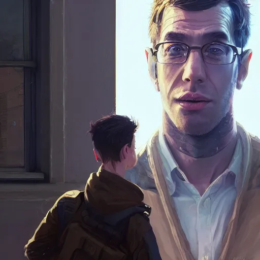 Image similar to highly detailed portrait, young man 🤖, in gta v, stephen bliss, unreal engine, fantasy art by greg rutkowski, loish, rhads, ferdinand knab, makoto shinkai and lois van baarle, ilya kuvshinov, rossdraws, tom bagshaw, global illumination, radiant light, detailed and intricate environment