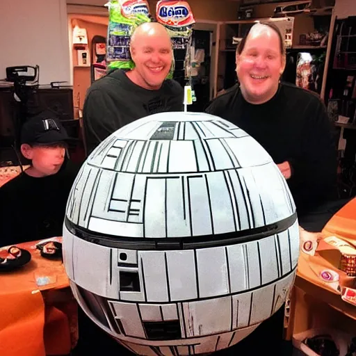 Image similar to the deathstar from star wars made out of candy