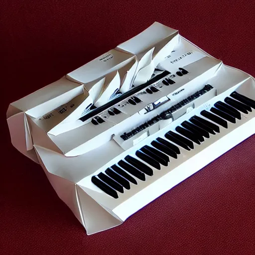 Image similar to a synthesizer made of folded paper,