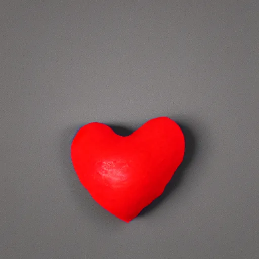 Image similar to 3d render of a badly formed red putty heart shape in the middle of a gray sheet of paper