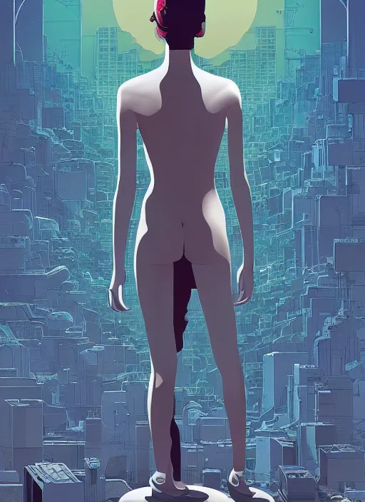 Image similar to poster artwork by Michael Whelan and Tomer Hanuka, of Delos Incorporated, clean