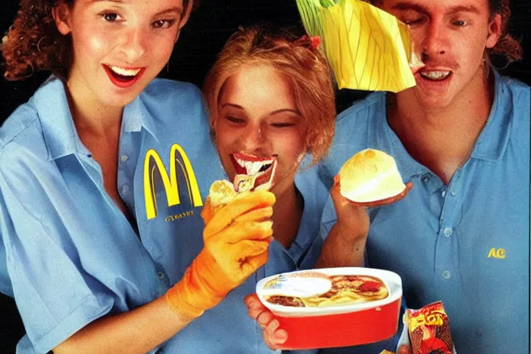 Prompt: mcdonald's bahia acaraje meal, acaraje!!!, in 1 9 9 5, y 2 k cybercore, advertisement photo