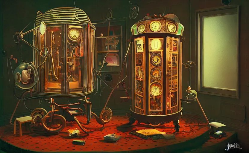 Prompt: Inside a time machine by James Gilleard, Mark Ryden, Wolfgang Lettl highly detailed