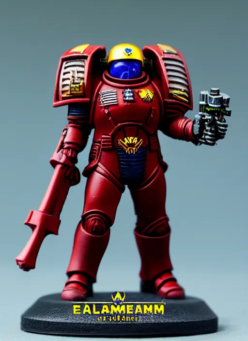 Prompt: 8 0 mm resin detailed miniature of elon musk as a warhammer 4 0 k space marine, product introduction photos, 4 k, full body,