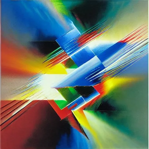 Image similar to abstract art representing momentum, oil painting by john berkey and gabriel dawe, masterwork