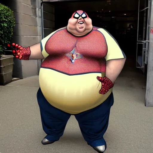 Prompt: fat spiderman, photo