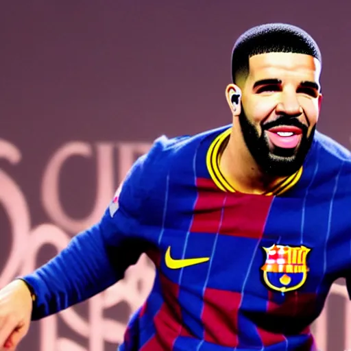 Image similar to Drake performing on stage at the Camp Nou