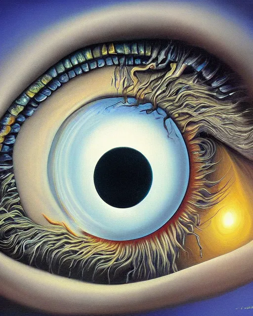 Prompt: surreal surrealism surrealist painting of the eye of god, detailed