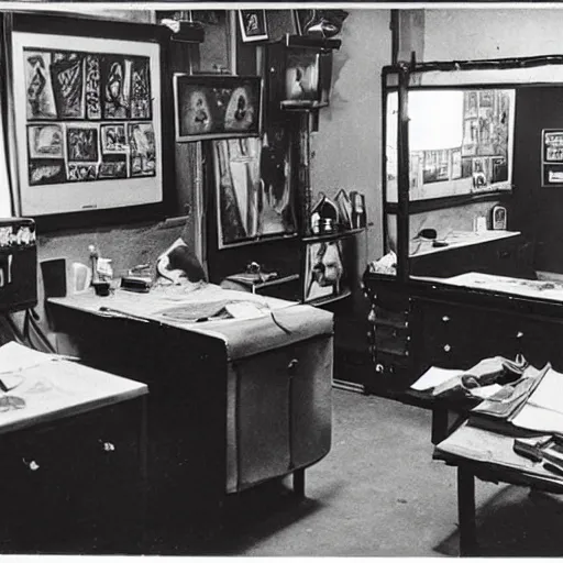 Image similar to “ interior of tattoo studio in 1 9 6 0 ”