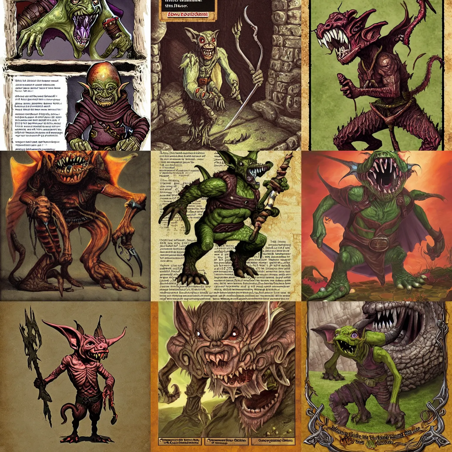 Prompt: a goblin in the dungeons and dragons 2 e monster manual