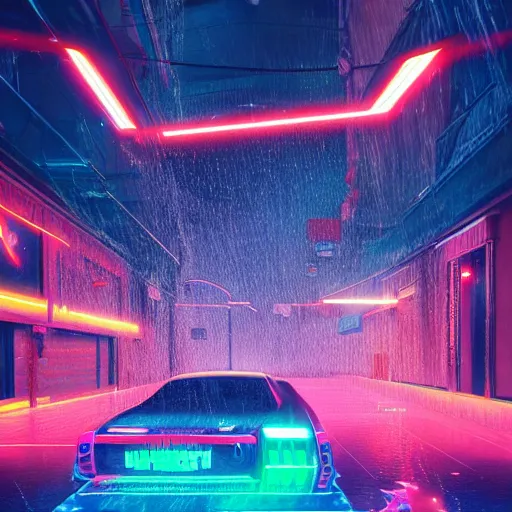 Prompt: splashes of neon, electric, character art made out of rain, trending on artstation, epic composition, emotional, beautiful, rendered in octane, unreal engine, depth of field, ray tracing, highly detailed, realistic