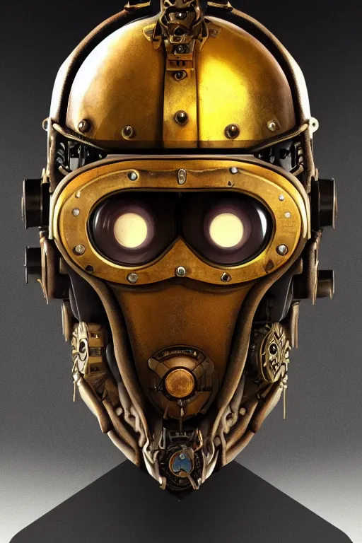 Image similar to steampunk helmet fantasy art mask robot ninja stylized digital illustration sharp focus, elegant intricate digital painting artstation concept art global illumination ray tracing advanced technology chaykin howard and campionpascale and cooke darwyn and davis jack