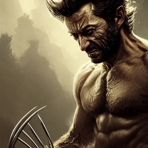 Image similar to portrait of Wolverine, Ablation Armor, amazing splashscreen artwork, splash art, head slightly tilted, natural light, elegant, intricate, fantasy, atmospheric lighting, cinematic, matte painting, by Greg rutkowski