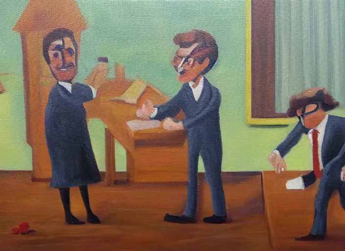 Prompt: business money oil painting