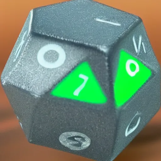Prompt: d 2 0 with toxic smoke rising from it, realistic photography, high detailed