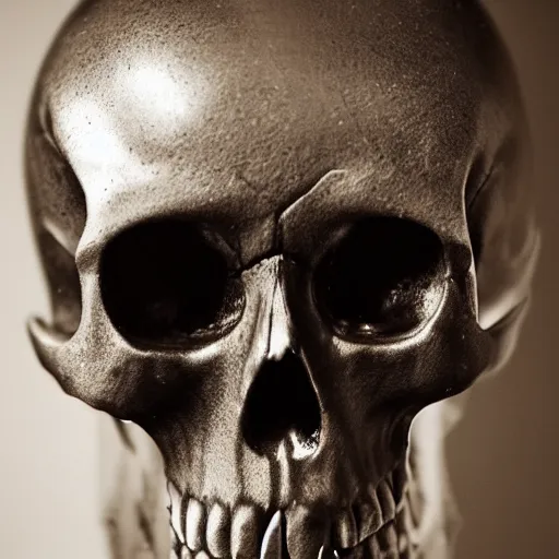 Prompt: a photograph of a skull goblet, DSLR photography