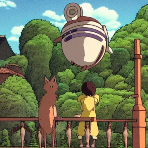 Image similar to ghibli movie scene, fox