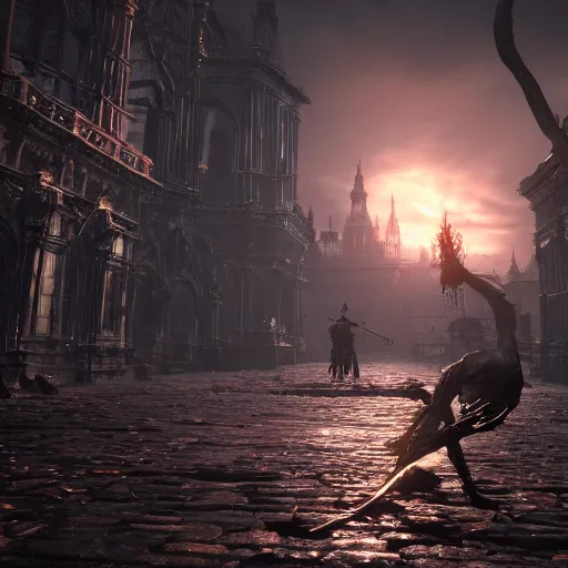 Image similar to a stunning high quality screenshot from bloodborne