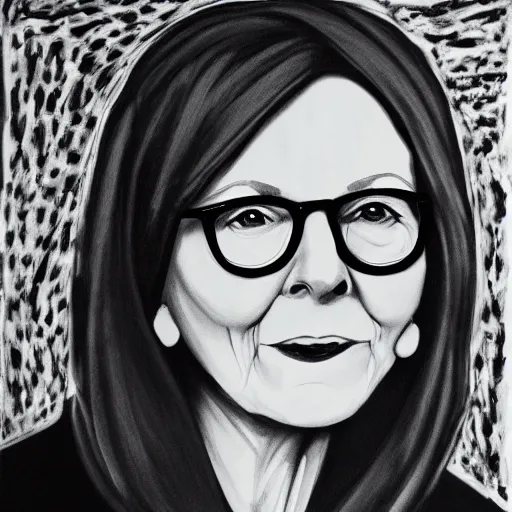 Image similar to stuckism black detailed portrait of diane keaton