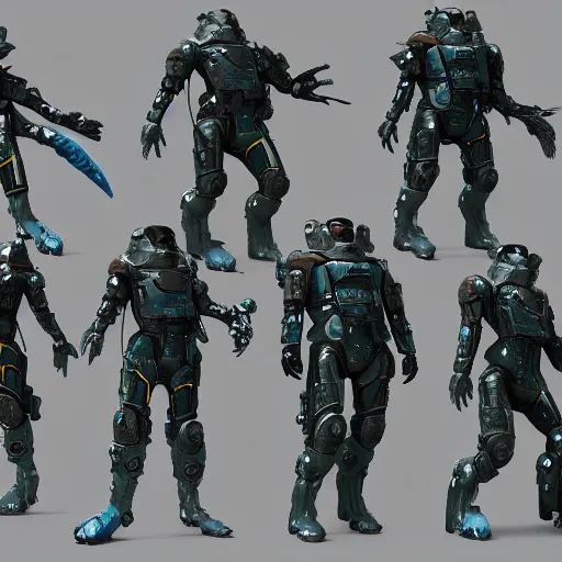 Image similar to cyberpunk dominant fish - like humanoid soldiers in space, digital render 4 k