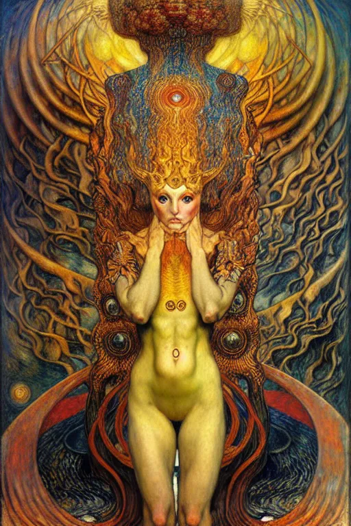 Image similar to Divine Chaos Engine by Karol Bak, Jean Delville, William Blake, Gustav Klimt, and Vincent Van Gogh, symbolist, visionary