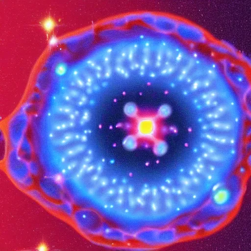 Prompt: a molecular cell containing a neon helix nebular