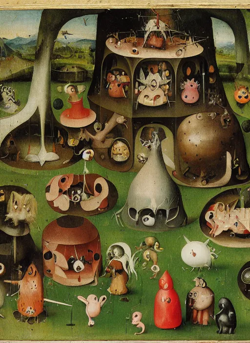Image similar to detail of the Garden of Pokemon Delights, by hieronymus bosch