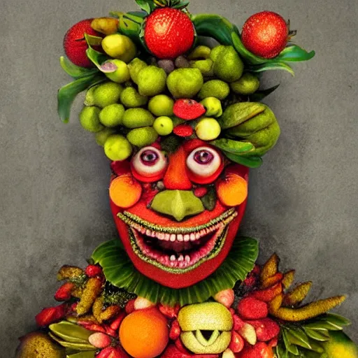 Image similar to giuseppe arcimboldo, fruit monster, new scifi movie