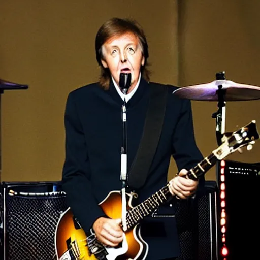 Image similar to paul mccartney preforming at a carnival