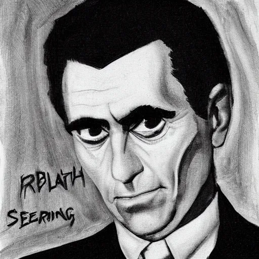 Prompt: portrait of rod serling in the style of death note