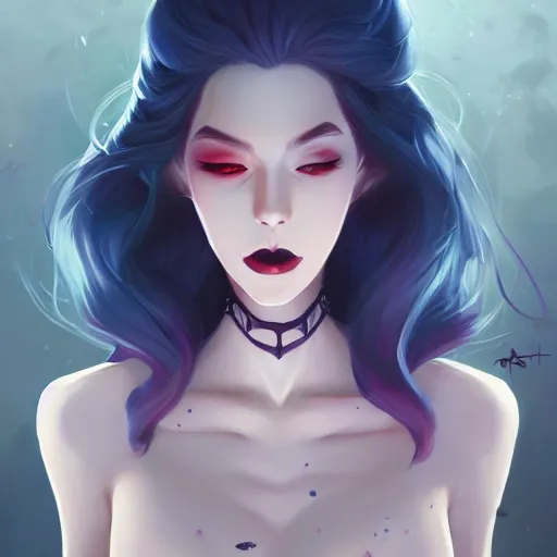 Prompt: a portrait of a beautiful vampire, art by lois van baarle and loish and ross tran and rossdraws and sam yang and samdoesarts and artgerm, digital art, highly detailed, intricate, sharp focus, Trending on Artstation HQ, deviantart, unreal engine 5, 4K UHD image