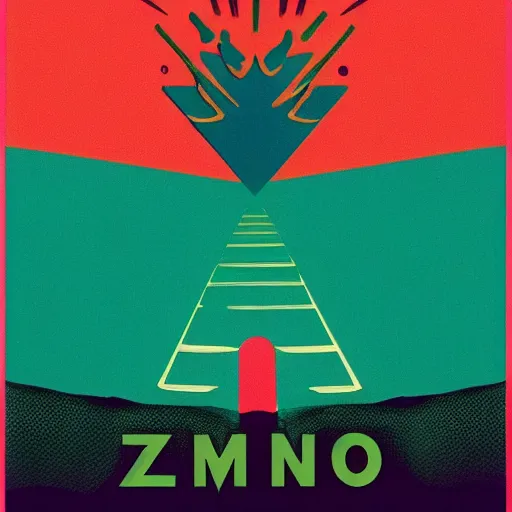 Image similar to 1970s, psychedelic, textured, minimal, poster art , for a band named “moon zero”,