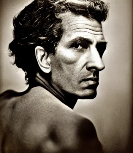 Image similar to a high quality, high detail, portrait of an attractive criminal by richard avedon, intense look in the eyes, moody, nostalgic