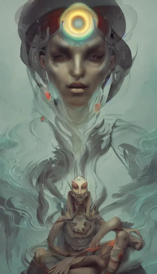 Image similar to portrait of a digital shaman, by peter mohrbacher