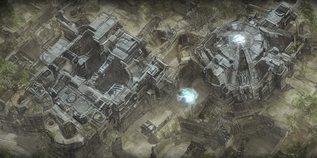 Image similar to architectural floor plan gears of war map hybrid halo map, small symmetrical outpost, white wall outlines