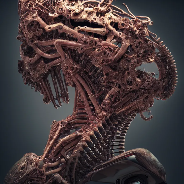 Image similar to biomechanical surreal ribbed spinal dark supercar, concept art, baroque painting, beautiful detailed intricate insanely detailed octane render, 8K artistic photography, photorealistic, chiaroscuro, Raphael, Caravaggio, lit by pastel neon lights