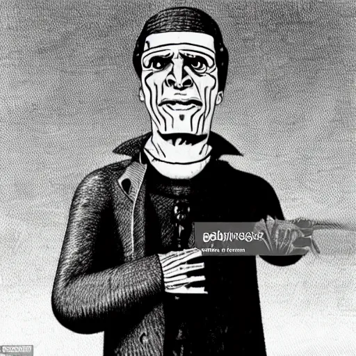 Frankenstein's Monster answers questions in a job Stable Diffusion