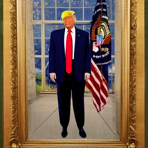 Image similar to “Hyperrealistic photo of Donald Trump standing in Fifth Avenue with a gun, atmospheric lighting, award-winning crisp details”