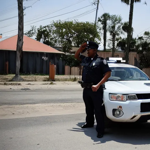 Image similar to a pig cop on patrol in compton