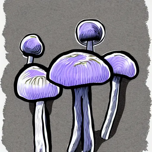 Prompt: mushroom made of cobalt digital drawing