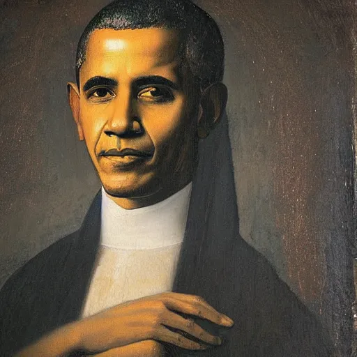 Image similar to painting of barack obama by leonardo davinci