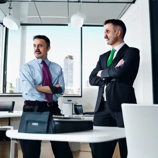 Prompt: rat businessmen in an office, wide angle