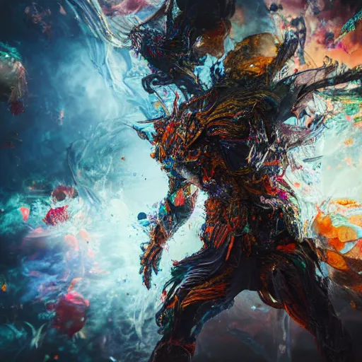 Prompt: full body pose, hyperrealistic mixed media painting of beautiful chaos, dim volumetric lighting, 8 k, octane beautifully detailed render, extremely hyper detailed, intricate, epic composition, cinematic lighting, masterpiece, trending on artstation, very very detailed, masterpiece, stunning, hdr, smooth, sharp focus, high resolution, award, winning photo, dslr, 5 0 mm