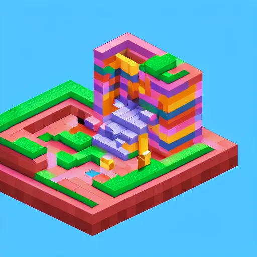 Image similar to isometric pixel art, soft lighting, pixel town, Habbo hotel style, Minecraft-like, blocks, pixels, videogame, building blocks, ultra detailed