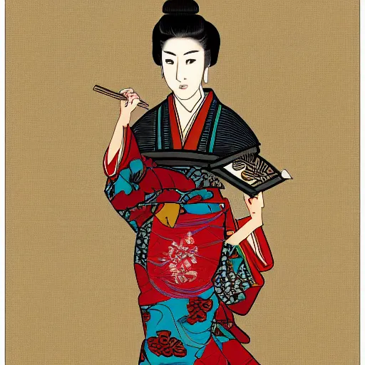 Prompt: edo style woman engineer high resolution